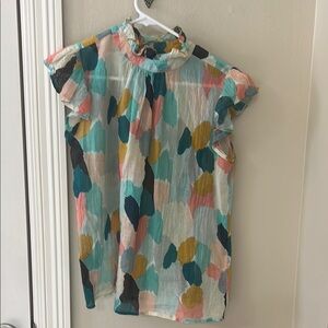 THML Multicolor Ruffle Sleeve Top